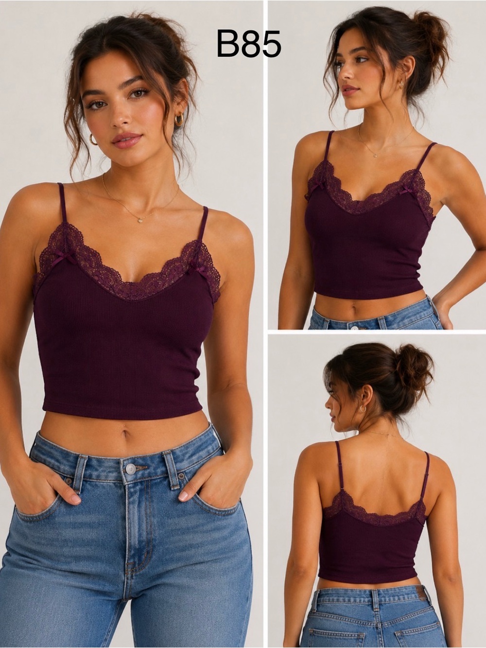 Fashion Nova Ribbed Plum Tank Top,Size Medium